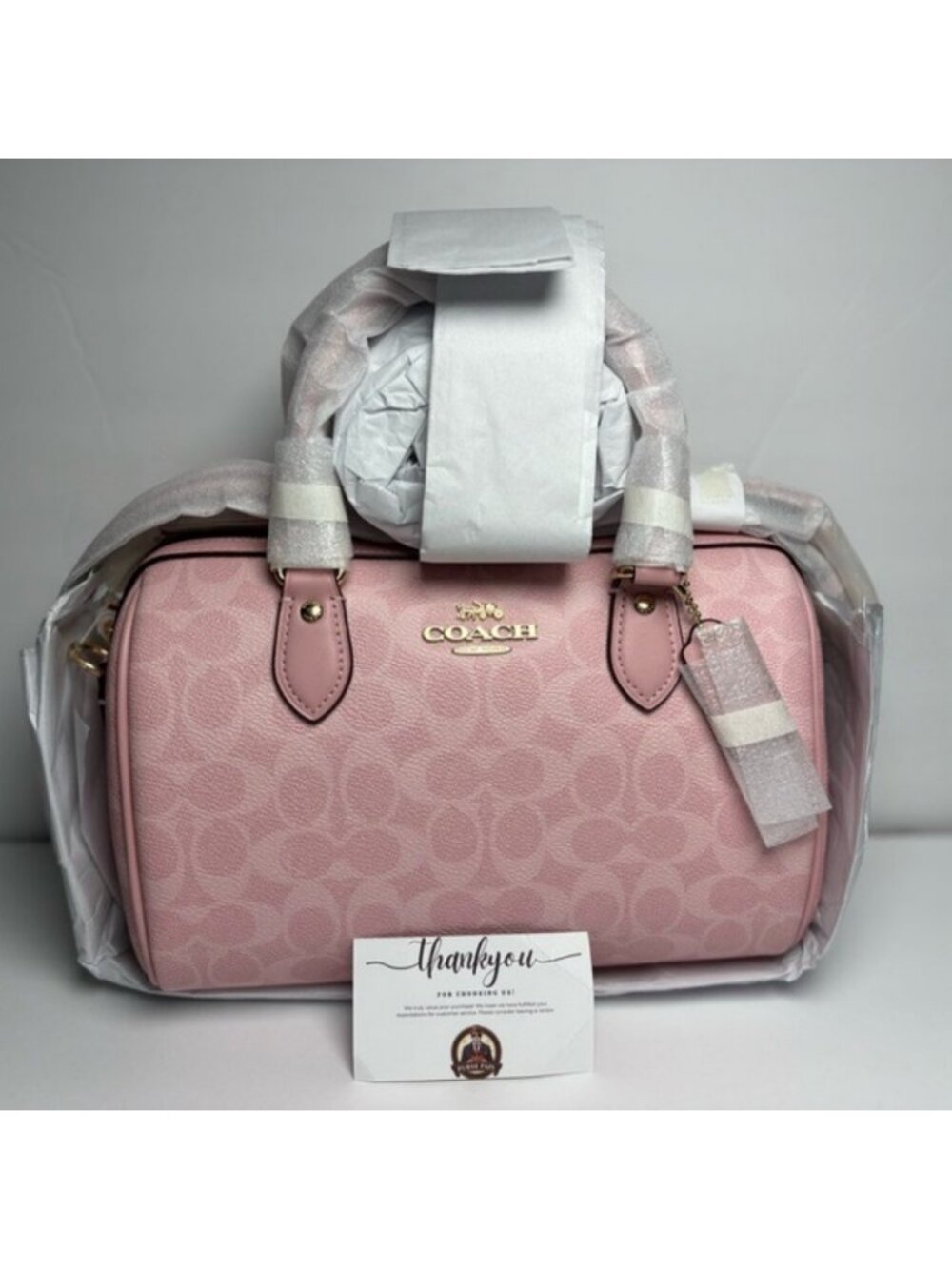 Coach Rowan Satchel Bag In Signature Canvas Powder Pink CV961